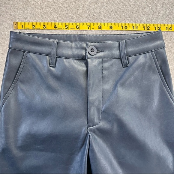 Kut From the Kloth Abrielle Faux Leather Wide Leg Trousers. Size 00. NWT. Navy. - Picture 9 of 13